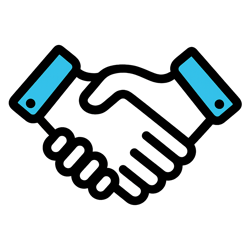 A sleek flatstyle icon depicting a handshake symbolizes unity and collaboration for your company partnership The design features clean lines and a min